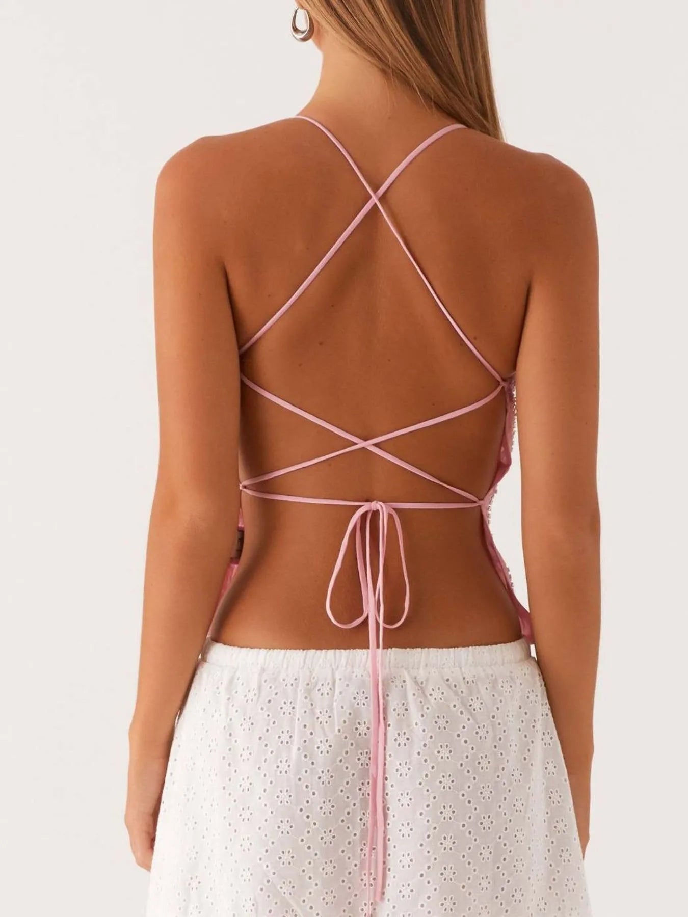Crisscross Back V-Neck Cami - kinko