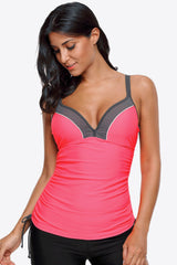 Contrast Sweetheart Neck Swim Cami - kinko