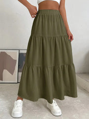 European And American Style Women Summer Bohemian Pleated Layered Long Skirt - kinko