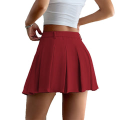Y2g Hot Girl Style Girdle Solid Color Pleated Skirt Women - kinko