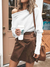 Full Size Single Shoulder Ribbed Knit Top Plus Size - kinko