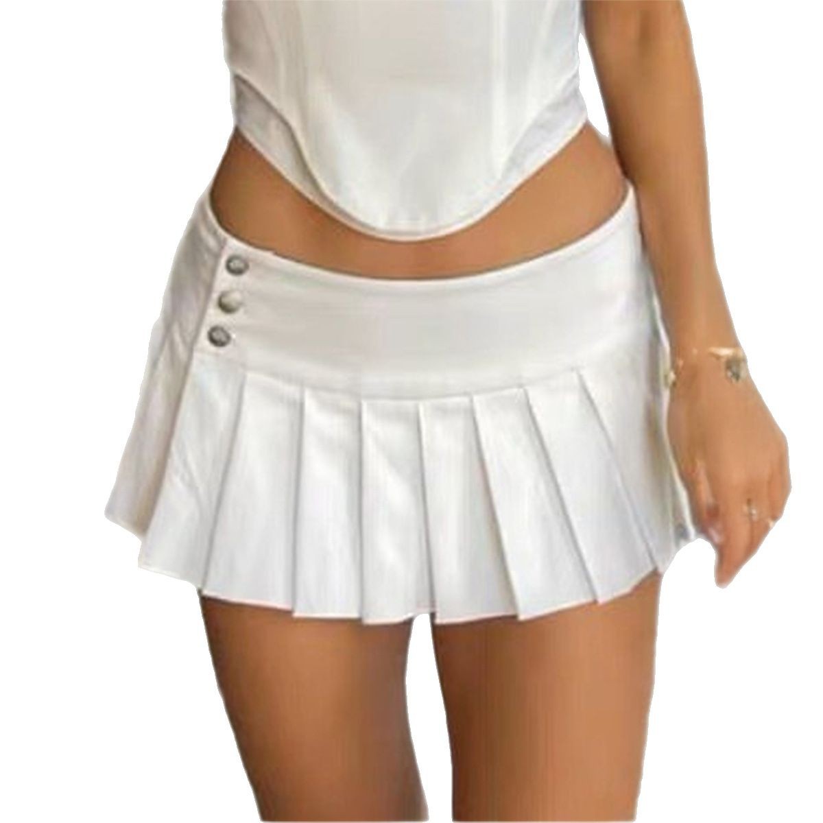 Solid Color Mini Half Y2g Pleated Skirt - kinko