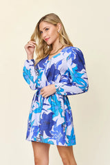 Double Take Full Size Floral Long Sleeve Romper with Pockets - kinko