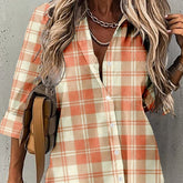 Casual Printing Lapel Collar Half Sleeve Women's Shirt - kinko