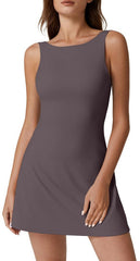 Round Neck Backless Tennis Belt Pocket - kinko