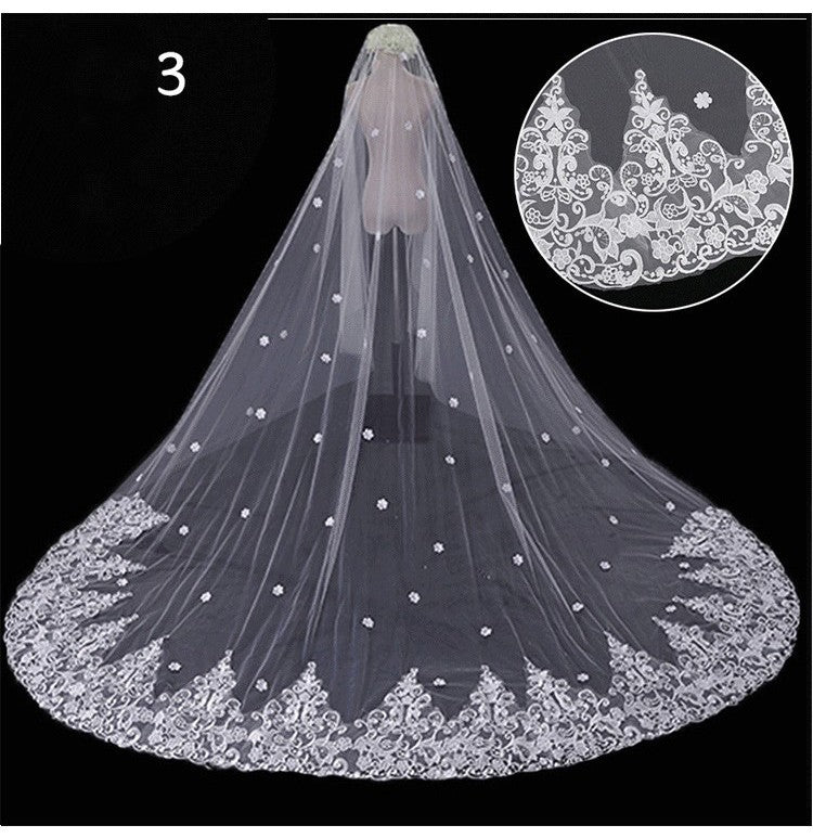 Bridal Wedding Dress Long Tail Luxury Super Fairy Wedding Veil - kinko