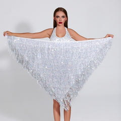 Women's Sequined Tassel Triangle Hip Bag Waist Scarf - kinko