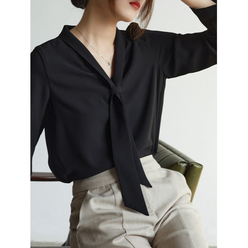Women's Office Chiffon Commuting Elegant White Shirt - kinko