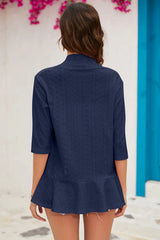 Eyelet Open Front Cardigan - kinko