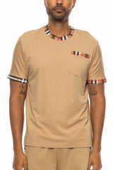 WEIV Men's Full Size Checkered Short Sleeve Tee Plus Size - kinko