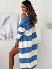 Color Block Open Front Cardigan - kinko