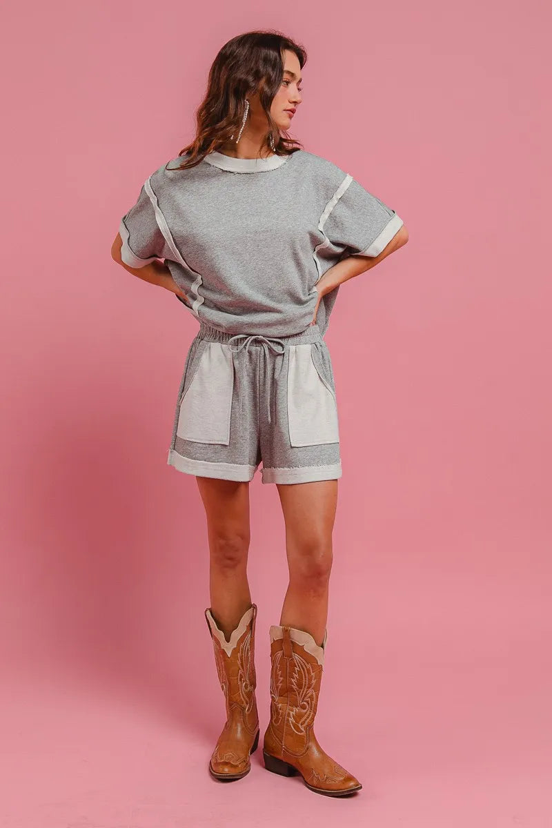 BiBi French Terry Knit Shorts with Side Pocket - kinko