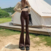 Stretchy High Waist Slimming Design Sense High Street Bell-bottom Pants Tide - kinko