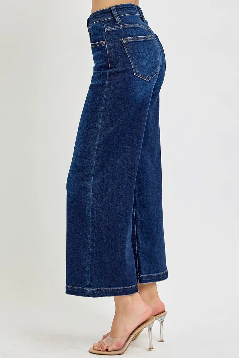 RISEN High Rise Crop Wide Jeans - kinko