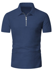 Men's Plus Size Quarter Zip Short Sleeve Top and Shorts Set - kinko