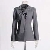 V-neck Lace-up Single-breasted Design Blazer For Women - kinko