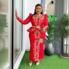 Women's Luxury Rhinestone Beaded V-neck Formal Dress - kinko