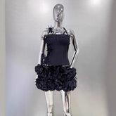 Bandage Vest Flower Evening Dress Two-piece Suit - kinko