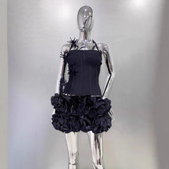 Bandage Vest Flower Evening Dress Two-piece Suit - kinko