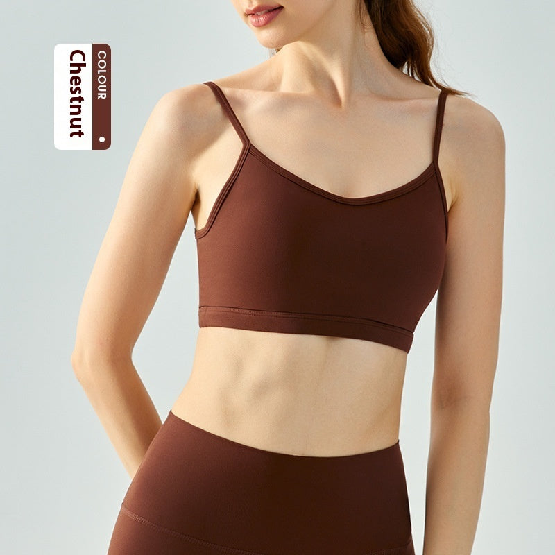 Yoga Vest Women's Water Drop Fixed Cup Spaghetti Strap Underwear - kinko