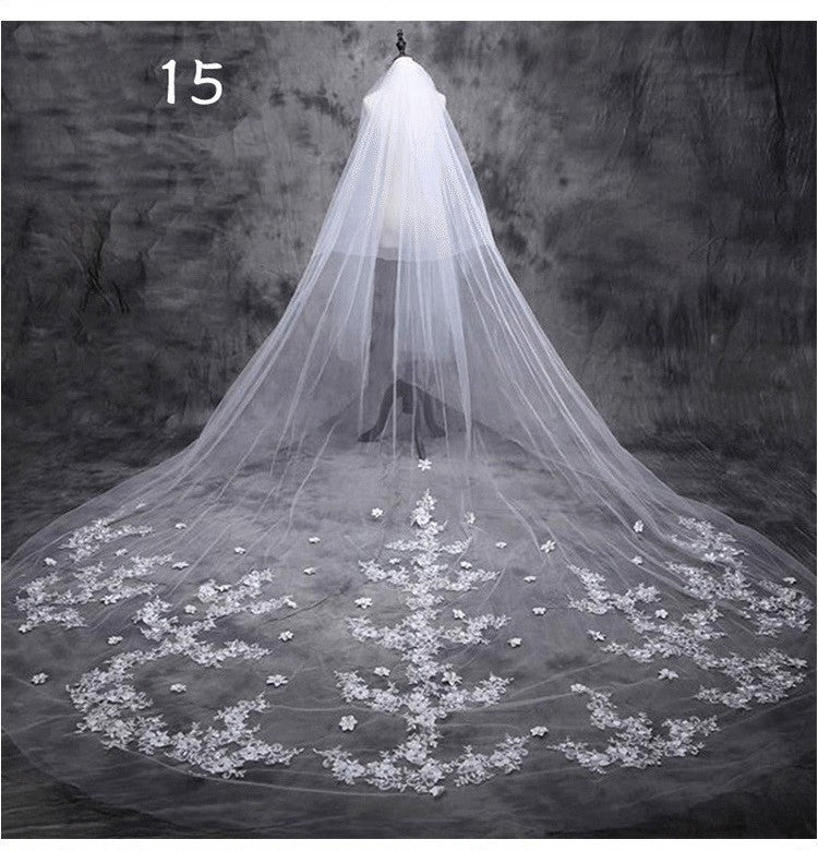 Bridal Wedding Dress Long Tail Luxury Super Fairy Wedding Veil - kinko