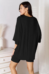 Basic Bae Bamboo Full Size Round Neck Drop Shoulder T-Shirt and Shorts Set - kinko