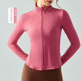 Autumn And Winter Nude Feel Slim Fit Slimming Zipper Yoga Clothes Long Sleeve Outdoor Workout Top - kinko