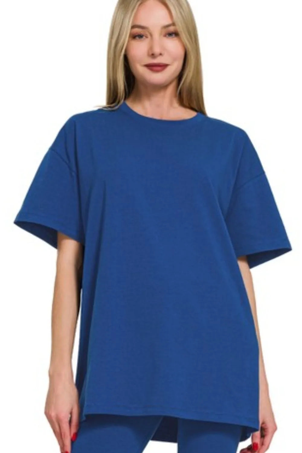 Zenana Cotton Round Neck Top & Legging Set - kinko