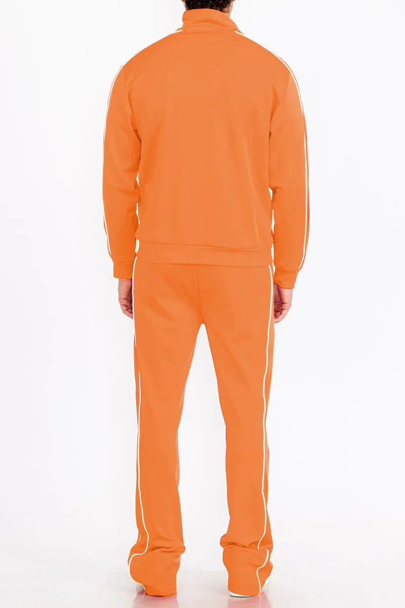 WEIV Men's Zip Up Jacket and Flared Pants Set - kinko