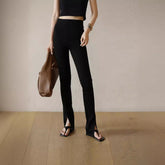 Side Slit Delicate Soft Gentle Skin Soft Bootcut Trousers - kinko