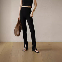 Side Slit Delicate Soft Gentle Skin Soft Bootcut Trousers - kinko