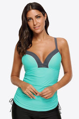 Contrast Sweetheart Neck Swim Cami - kinko