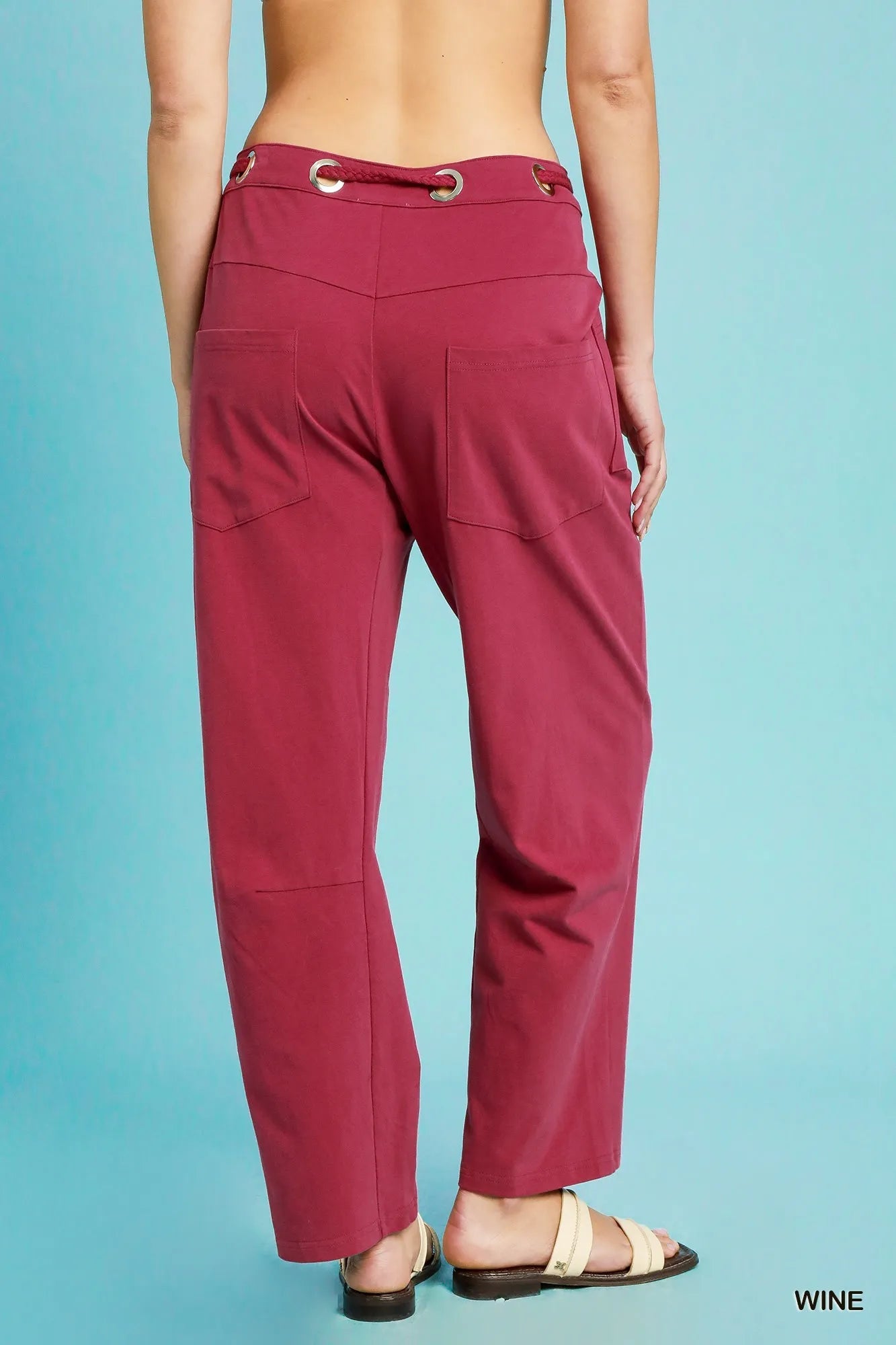 Umgee Drawstring Wide Leg Casual Pants - kinko