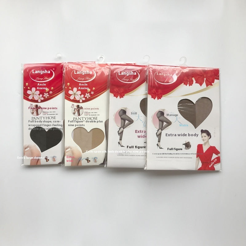 Women's Plus Size Cored Wire 9 Points Pantyhose Without Connecting Feet - kinko