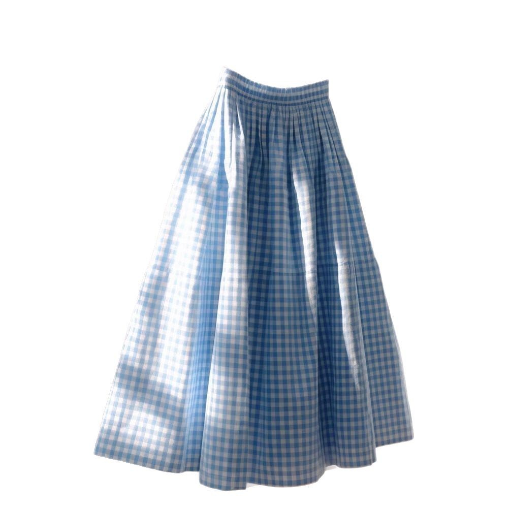Women's Versatile French High Waisted A-line Plaid Linen Skirt - kinko
