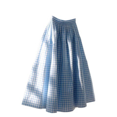 Women's Versatile French High Waisted A-line Plaid Linen Skirt - kinko