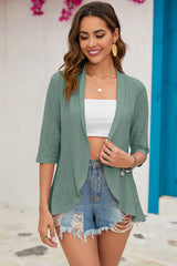 Eyelet Open Front Cardigan - kinko