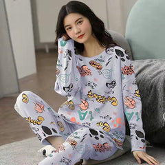 2 Piece Lounge Sets Pajamas Set Women Cute Cartoon Print Sleepwear
