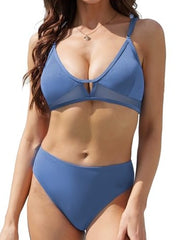 Women's Fashion Simple Solid Color Bikini Set - kinko