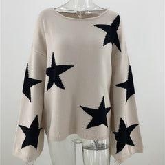 Fall Winter Plus Size Five-pointed Star Sweater Fashion Geometric Pullover Loose OL Commuter Sweater Women