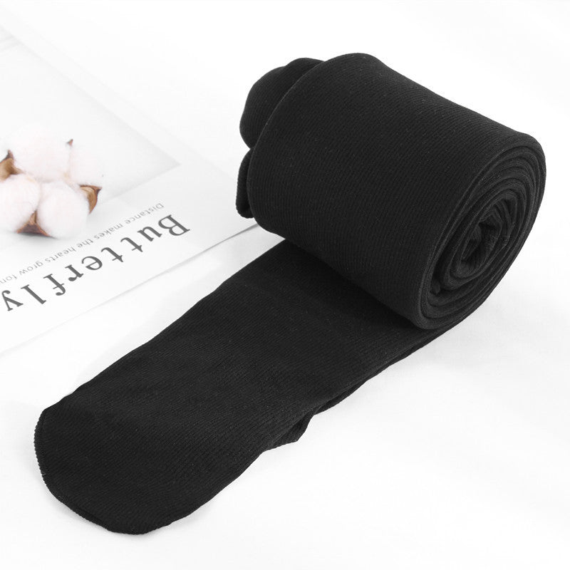 Autumn And Winter Fleece-lined Thickened Screw Cotton Vertical Stripes Base One-piece Trousers - kinko