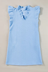 Ruffled V-Neck Cap Sleeve Mini Dress - kinko