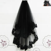 Black Veil Short Lace Headdress Spiritual Love Wedding Clothes Party Photo Veil Veil - kinko