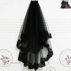 Black Veil Short Lace Headdress Spiritual Love Wedding Clothes Party Photo Veil Veil - kinko