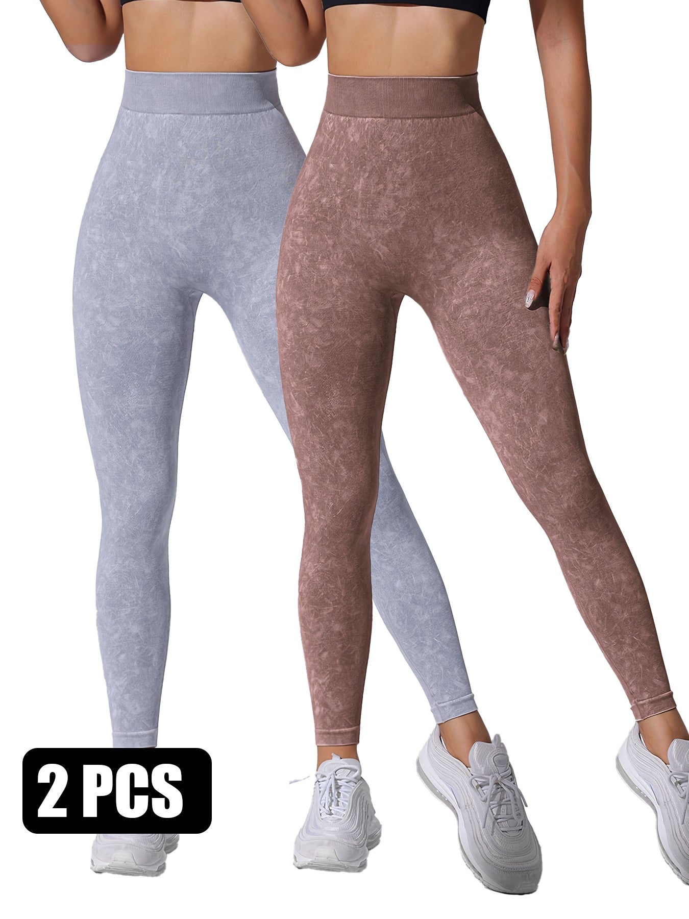 2PACK Sand-washed Seamless Yoga Pants - kinko
