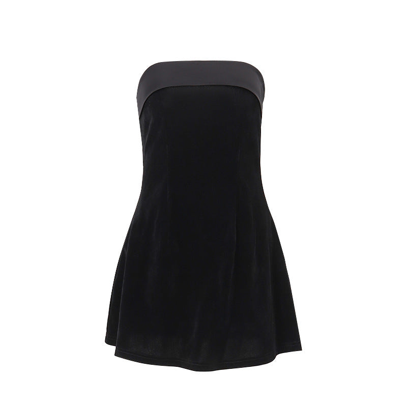 Ins Slim Tube-top Dress Fashion Zipper A-line Short Dresses Party Evening Clothing For Women - kinko