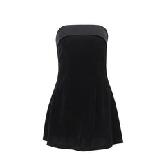 Ins Slim Tube-top Dress Fashion Zipper A-line Short Dresses Party Evening Clothing For Women - kinko