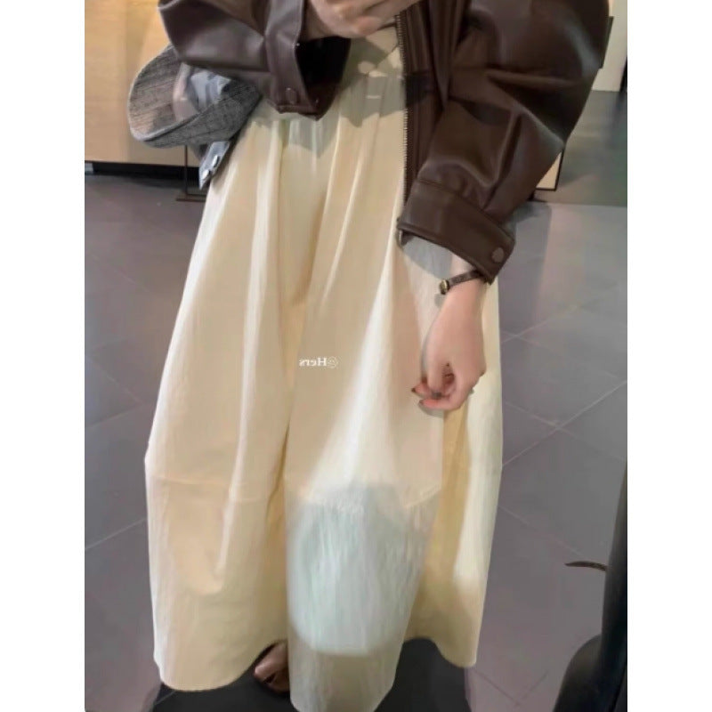 Black Bud Skirt Women's Elastic Waistband Slimming High Waist Mid-length - kinko