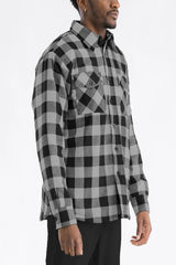 WEIV Men's Full Size Quilted Padded Flannel Shirt Plus Size - kinko