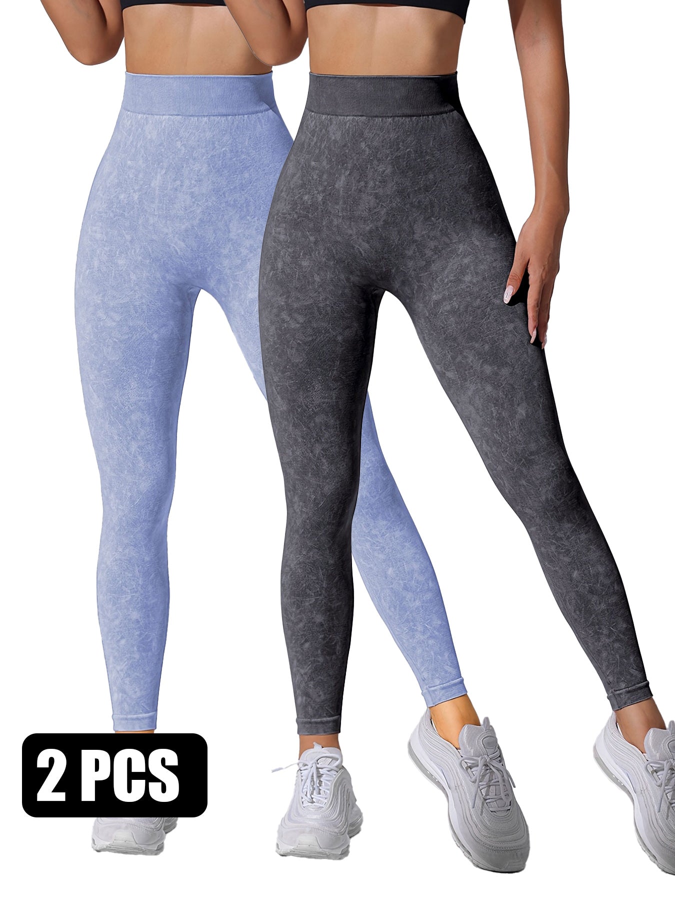 2PACK Sand-washed Seamless Yoga Pants - kinko